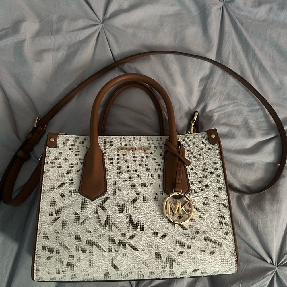 Michael Kors Signature Brown and Cream Satchel
